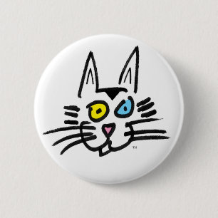 Macaron Rond 5 Cm Un Kitty aux yeux bleus