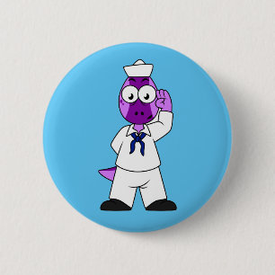 Macaron Rond 5 Cm Un marin de la marine Pachycephalosaurus Dinosaur.