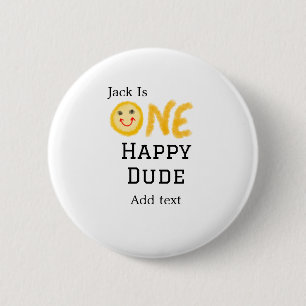 Macaron Rond 5 Cm Un mec heureux 1er joyeux Anniversaire souriant ja