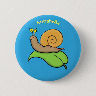 Macaron Rond 5 Cm Un mignon escargot heureux sur une illustration d'