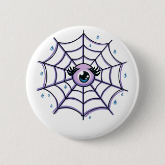 Macaron Rond 5 Cm Un oeil de caricature mignon dans un Web étincelan