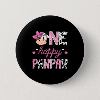 Macaron Rond 5 Cm Un papaye heureux 1er anniversaire fille rose ferm