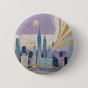 Macaron Rond 5 Cm Un paysage urbain lunaire