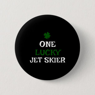 Macaron Rond 5 Cm Un skieur à moto jeté chanceux Saint Patrick's Day