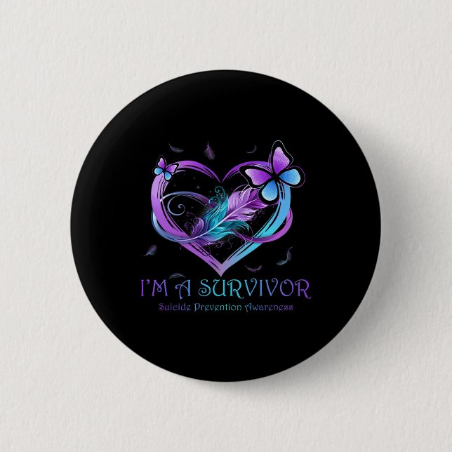 Macaron Rond 5 Cm Un Survivant Beurre Coeur Prévention du suicide Aw (Devant)