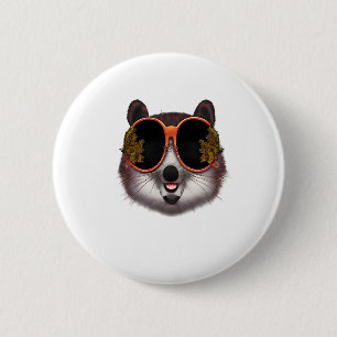 Macaron Rond 5 Cm Un Tanuki Cool Aux Lunettes De Soleil Ornées