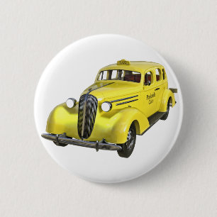 Macaron Rond 5 Cm Un taxi jaune classique