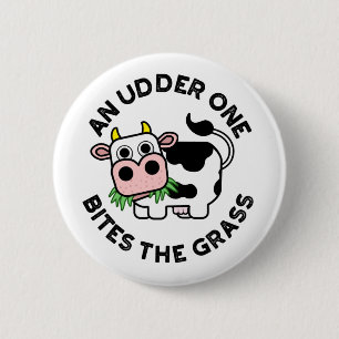 Macaron Rond 5 Cm Un Udder On Mord L'Herbe Funny Cow Pun