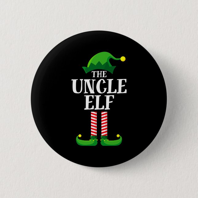 Macaron Rond 5 Cm Uncle Elf Matching Family Christmas Party Pajama  (Devant)