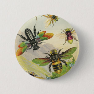 Macaron Rond 5 Cm Une bande de beau bouton d'abeilles