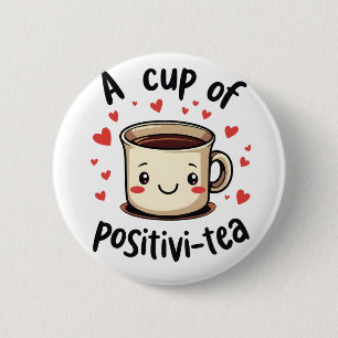 Macaron Rond 5 Cm Une Coupe de Positivi-Tea Amoureux de Thé Cute Drô
