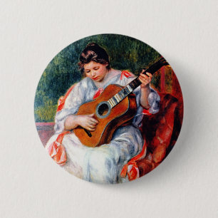 Macaron Rond 5 Cm Une femme jouant à la guitare par Pierre Renoir