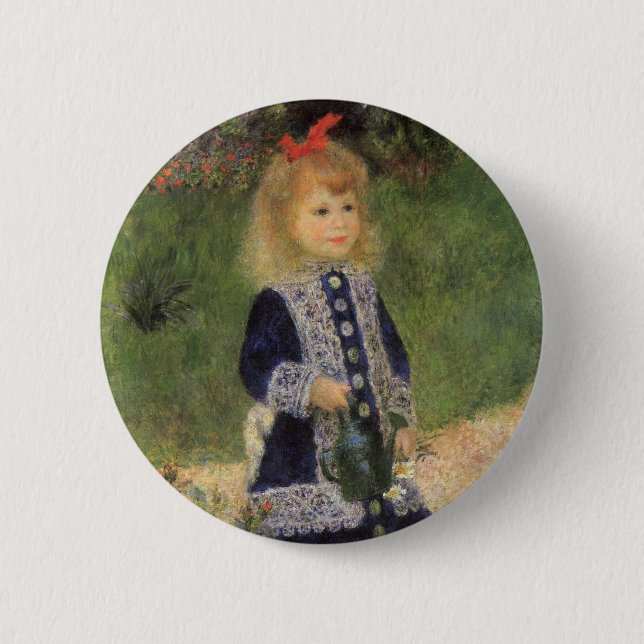 Macaron Rond 5 Cm Une fille à la canne d'arrosage par Pierre Renoir (Devant)