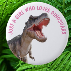 Macaron Rond 5 Cm UNE FILLE Aime les Dinosaures