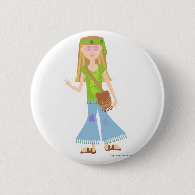 Macaron Rond 5 Cm Une fille hippie impertinente (Devant)