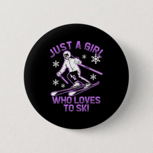 Macaron Rond 5 Cm Une fille qui aime le club de ski pour femmes voya