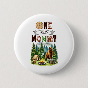 Macaron Rond 5 Cm Une joyeuse maman campeuse premier anniversaire ou