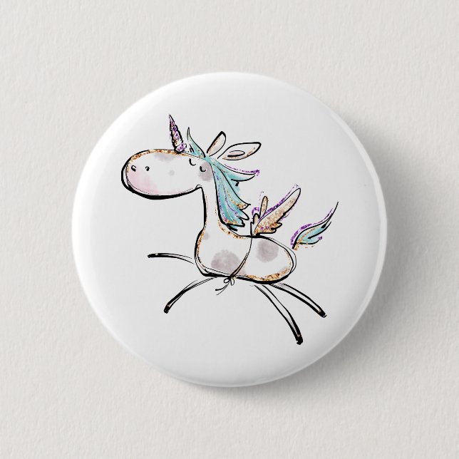 Macaron Rond 5 Cm Une licorne magique (Devant)