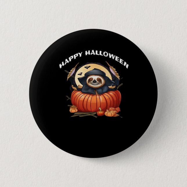 Macaron Rond 5 Cm Une paresse amusante célébrant Halloween Essential (Devant)