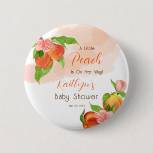 Macaron Rond 5 Cm Une Petite Pêche Est En Chemin Fille Baby shower