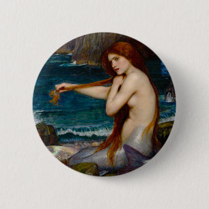 Macaron Rond 5 Cm Une sirène, vers 1900 par John Waterhouse