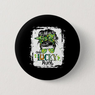 Macaron Rond 5 Cm Une Tante Chanceuse Bun Messy Happy St. Patricks D