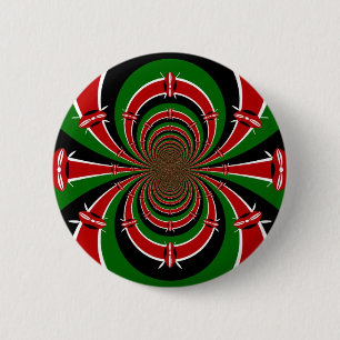 Macaron Rond 5 Cm Une vision kenyane dynamique : le drapeau kényan K