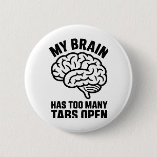 Macaron Rond 5 Cm Unhinged - Mon Cerveau A Trop De Tabs Open Sticker