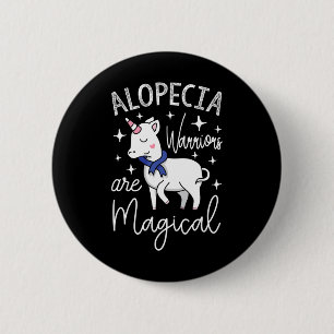 Macaron Rond 5 Cm Unicorn Alopecia Les guerriers sont magiques