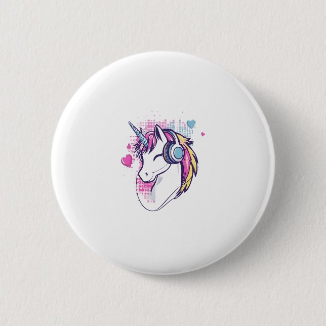 Macaron Rond 5 Cm Unicorn Gamer Girl (1) (Devant)