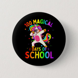 Macaron Rond 5 Cm Unicorn Joyeux 100ème Jour 100 Jours Magiques De L