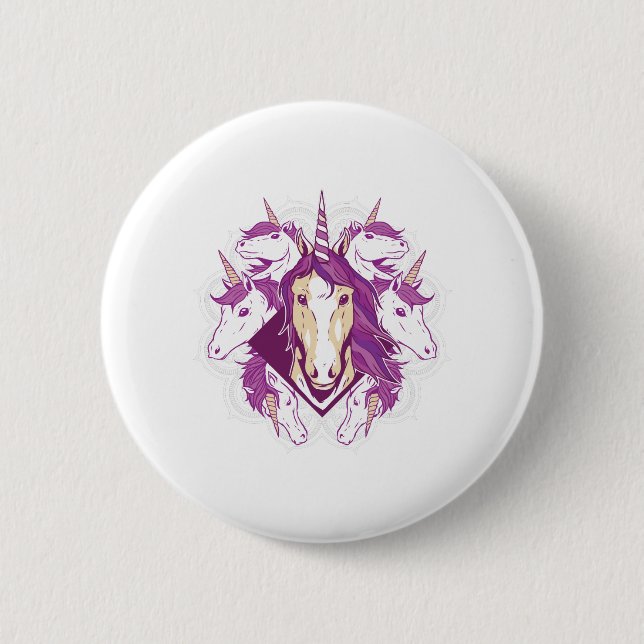 Macaron Rond 5 Cm Unicorn mandala (Devant)
