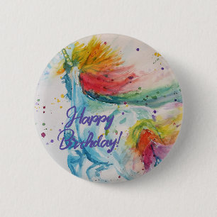 Macaron Rond 5 Cm Unicorn Unicorns Rainbow Girls Joyeux anniversaire