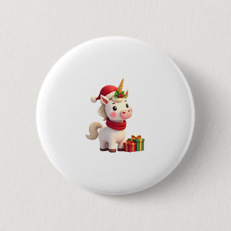 Macaron Rond 5 Cm Unicorn Xmas Decoration Santa Unicorn Christmas T-