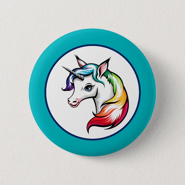 Macaron Rond 5 Cm Unicorne (Devant)
