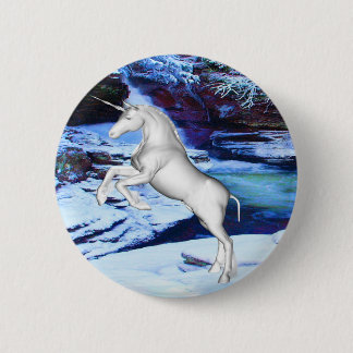 Macaron Rond 5 Cm Unicorne dans la neige