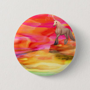 Macaron Rond 5 Cm Unicorne dans le désert peint