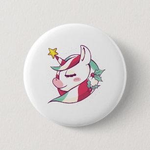 Macaron Rond 5 Cm Unicorne de Noël