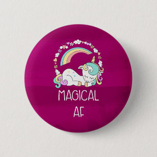 Macaron Rond 5 Cm Unicorne drôle dire magique AF
