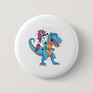 Macaron Rond 5 Cm Unicorne et T-Rex