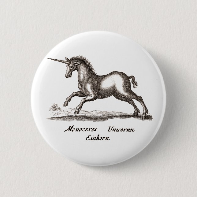 Macaron Rond 5 Cm unicorne exécution dessin magique (Devant)