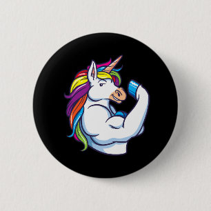 Macaron Rond 5 Cm Unicorne musculaire - Funny Magical Fitness Bodybu
