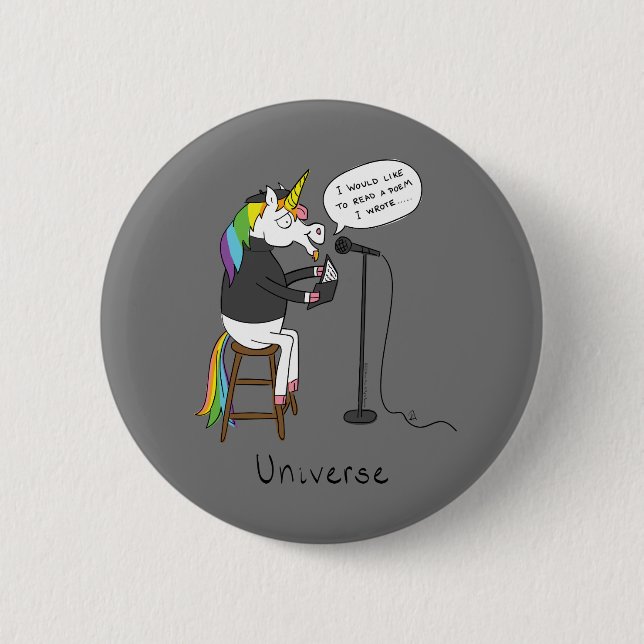 Macaron Rond 5 Cm Unicorne Poésie Drôle Carton mignon (Devant)