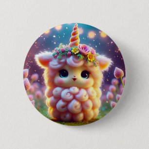 Macaron Rond 5 Cm Unicorne rose