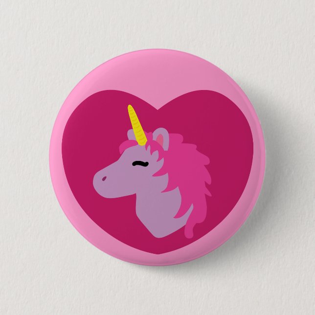 Macaron Rond 5 Cm Unicorne rose (Devant)
