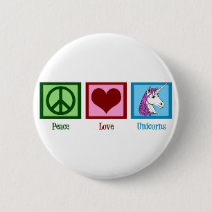 Macaron Rond 5 Cm Unicornes Peace Love