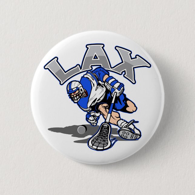 Macaron Rond 5 Cm Uniforme de bleu de joueur de lacrosse (Devant)