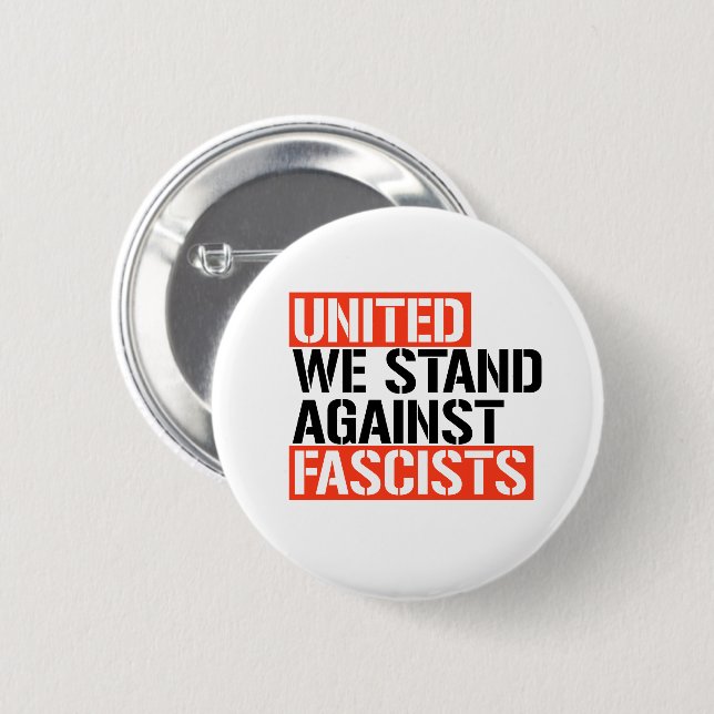 MACARON ROND 5 CM UNIS NOUS SOMMES CONTRE LE FASCISME (Devant & derrière)