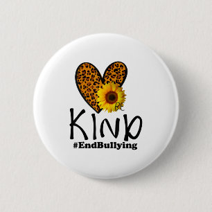Macaron Rond 5 Cm Unité Day Orange Be Kind Leopard Heart Anti Bullyi