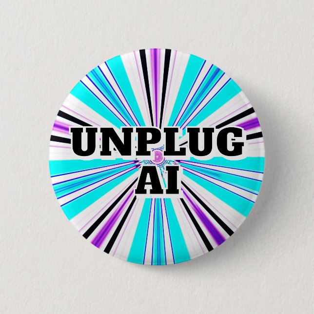 Macaron Rond 5 Cm UNPLUG AI (vous pouvez modifier les mots) (Devant)